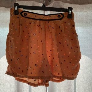 Tan Silky Printed Shorts